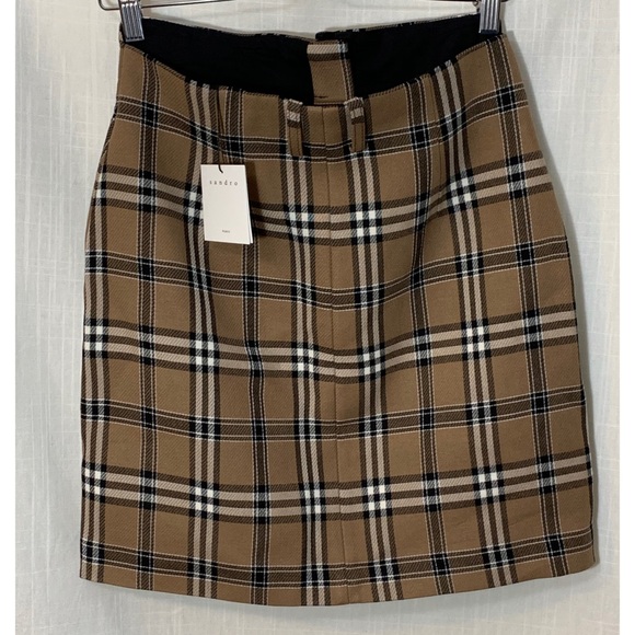 NWT Sandro Paris Plaid A-Line Skirt - Picture 4 of 8